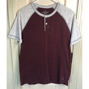 American Eagle Outfitters Mens Sm Red Henley Short Sleeve Active Flex Classic